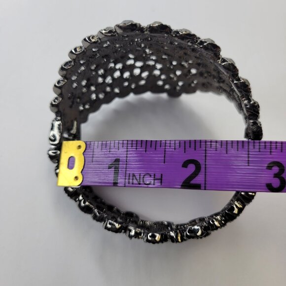 Gorgeous Hematite Rhinestone Wide Cuff Bracelet - Picture 10 of 15
